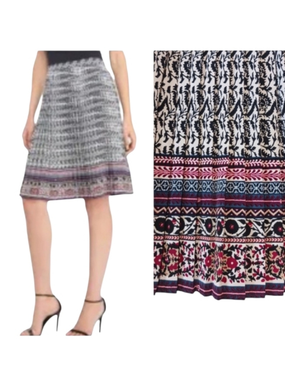 Limited Accordion Pleat Athenian Border Skirt Knee Length